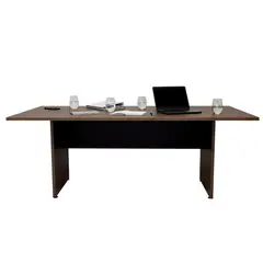 TUHOME - Mesa De Reunion Rectangular Home Office Negro Y Coñac 75X200X100 Cm