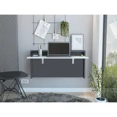 TUHOME - Escritorio The Wall Abatible Plomo Y Blanco 51.5X100X45.8 Cm