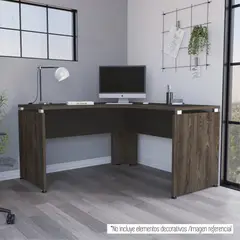 TUHOME - Escritorio En L-140 Home Office Negro Y Coñac