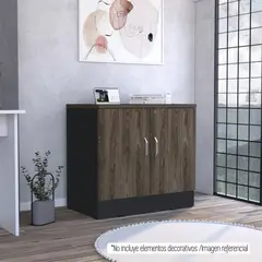 TUHOME - Buffet Office 2 Puertas Negro Y Coñac 75X80X48.5 Cm