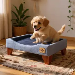 BLOCCARE - Cama de Mascotas - Talla M EXTRA 50x75 cm Patas De Madera 11 cm (Gris)