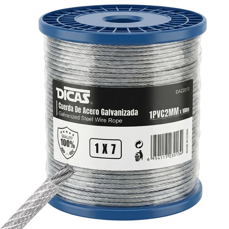 Piola Cable De Acero Forrado Pvc 1 Mm 100 Metros