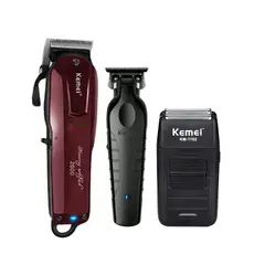 KEMEI - Combo Clipper KM2600 Trimmer KM2299 y Shaver KM1102