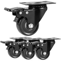 DICAS - Ruedas Giratorias Con Freno Para Muebles Carritos 3 Pulgadas Negras 4 Unidades