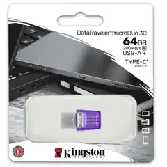 KINGSTON - Pendrive Datatraveler Microduo 3c 64 GB USB 3.2