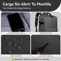 VIDITA - Mochila De Viaje Avión Para Notebook 16 USB Impermeable