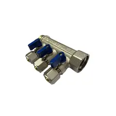 GENERICO - MANIFOLD PARA AGUA 1 PULGADA 16 MM PEX MANILLA AZUL 3VIAS