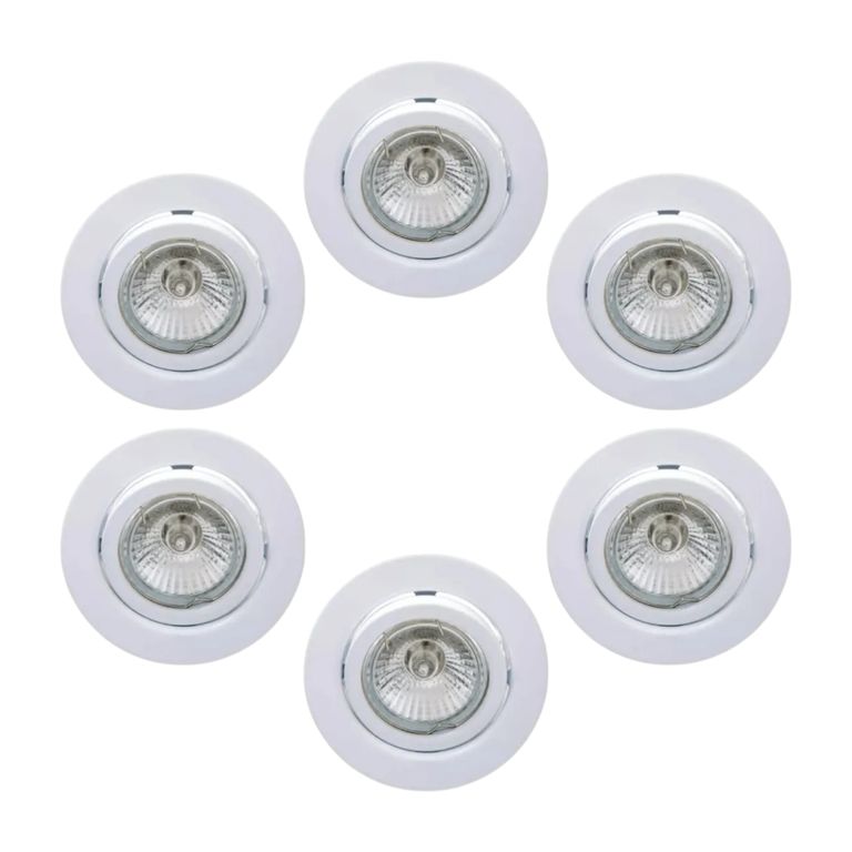 6 Focos Basculantes Blancos Base Gu10 Luz Cálida