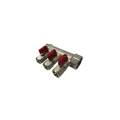 GENERICO - MANIFOLD PARA AGUA 1 PULGADA 16 MM PEX MANILLA ROJA 3VIAS
