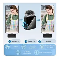 GENERICO - Pack 2 Micrófonos Inalámbrico Dual Para iPhone Y Android Negro F15-2