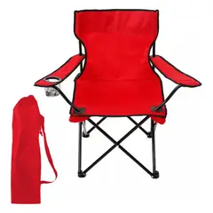 GENERICO - Silla Plegable Con Porta Vaso De Camping Playa Rojo