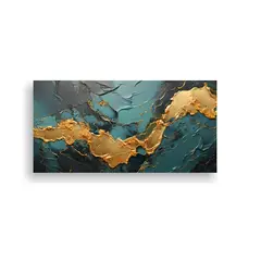 GENERICO - Pintura Abstracta Dorada Y Negra En Decoración 80x40 Cm