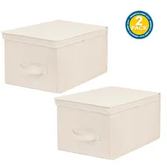 CARRY ALL - Pack 2 Cajas Organizadoras Plegables De Tela Beige L