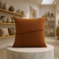 ARMONIA - Cojín decorativo Marrón elegante con costura decorativa 45x45 677