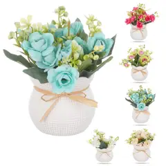 HOMEY - Pack 4 Macetas Decorativas Con Flor Artificial,19*9cm