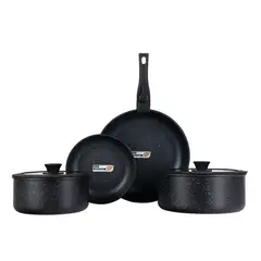 GENERICO - Bateria De Cocina Ceramica Baum 6 Piezas Color Negro