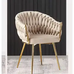 HABITA2 CHILE - Sitial poltrona Queen terciopelo Beige patas doradas
