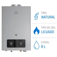 MADEMSA - Calefont Gas Licuado 8 Litros Tiro Natural Ionizado CMN08G