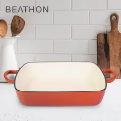 BEATHON - Fuente Rectangular Horno Hierro Fundido 33cm Roja