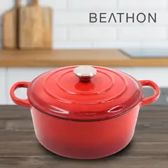 BEATHON - Olla Hierro Fundido 25 Cm Cocina Horno Roja