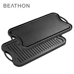 BEATHON - Plancha Reversible Curada Hierro Fundido Cocina 51cm Kiosclub