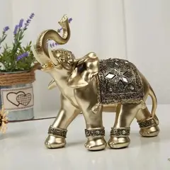 MOVI - Elefante Decorativo Dorado 15x15CM Atrae Suerte Riqueza y Felicidad