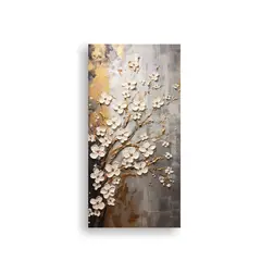 GENERICO - Pintura En Lienzo De Flores De Cerezo Doradas En 70x140 Cm