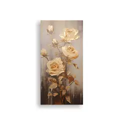 GENERICO - Pintura En Lienzo De Rosas Doradas En El Estilo 70x140 Cm