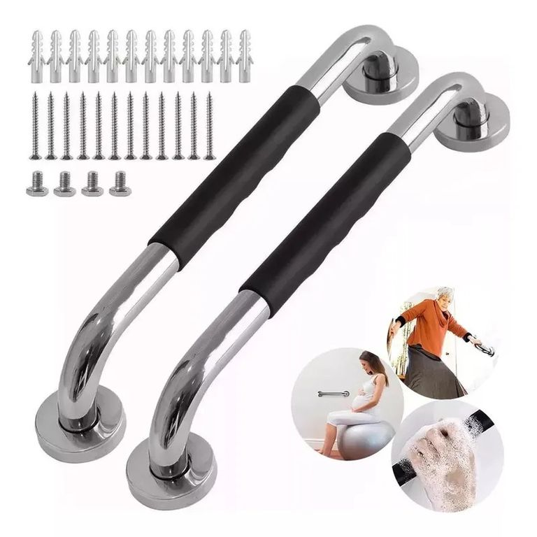 2 Barras Agarradera De Seguridad Baños Apoyo Acero Inox 50cm