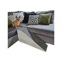 APOLO - Rampa para Mascotas 60 cm Alto con Alfombra Antideslizante – Madera Blanca