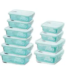 ALLEGRA - Set 10 Contenedores Hermeticos Alimentos De Vidrio