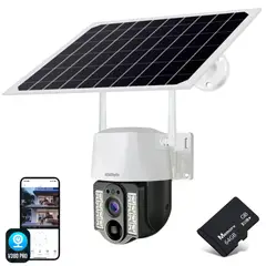 BITBYTE - Cámara De Seguridad Solar Wifi Exterior Impermeable 5mp + Sd 64 Gb