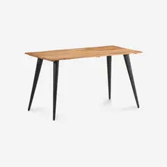 JAVIMATE - Mesa Aneto Diseño Orgánico con Cubierta de Madera y Patas Metálicas