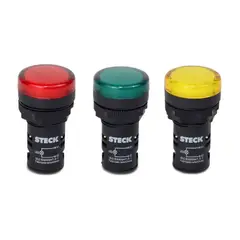 GENERICO - Pack 3 Luz Piloto Led 30mm 220V Rojo-verde-amarillo Tablero