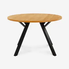 JAVIMATE - Mesa Redonda Beni Contemporáneo con Madera Olmo Y Patas Metalicas