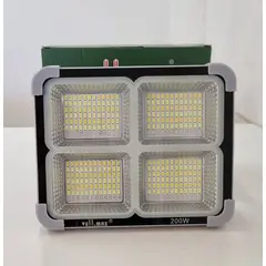 AVC Y VELL MAX - FOCO LED SOLAR INTEGRADO Y RECARGABLE V-EM-74200 200W TEMPERATURAS 6500K 4000K 3000K LUZ DE EMERGENCIA