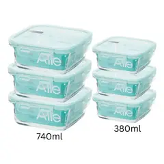 ALLEGRA - Pack 6 Taper De Vidrio Contenedor Cuadrado 740-380ml