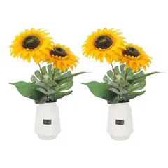 HOMEY - Pack de 2 Plantas de Girasol Artificiales, Decoracion para el Hogar.