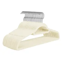VIDITA - Set 30 Colgadores De Ropa Terciopelo Percha Antideslizante Color Blanco