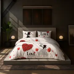 ARMONIA - Ropa de cama cama Queen de 2 plazas diseño Love Corazon modelo 631