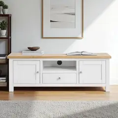 GENERICO - Rack de tv de madera 150x40x55 color Blanco cubierta Natural