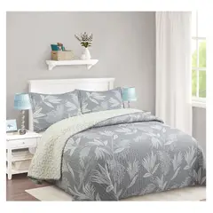 COMPRAPO - Cubrecama Quilt Juvenil Sherpa 2 Plazas Modelo Gris Botánico