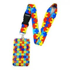 GENERICO - Portacredencial + Lanyard - Diseño Autismo
