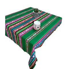 GENERICO - Manta Mantel De Aguayo Andino De Tela Boho 1.20 X 1.10 Cm Verde Esmeralda