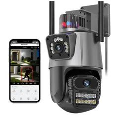 BAZUCA - Cámara Seguridad Exterior Wifi FullHD 8mp Doble Lente Visión Nocturna Profesiona