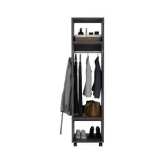 TUHOME - Closet Con Espejo y Ruedas - Negro 160x40x48 cm