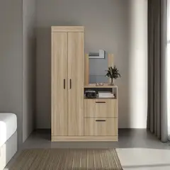TUHOME - Closet Cómoda Praga 3 Puertas 1 Cajón Y Espejo Fresno