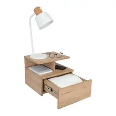 TUHOME - Velador Flotante 1 Cajón - Café Claro 29.5x35.6x33.6 cm