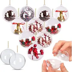 GENERICO - Pack 12 Esferas Acrílico Para Rellenar Y Decorar Navidad 8cm