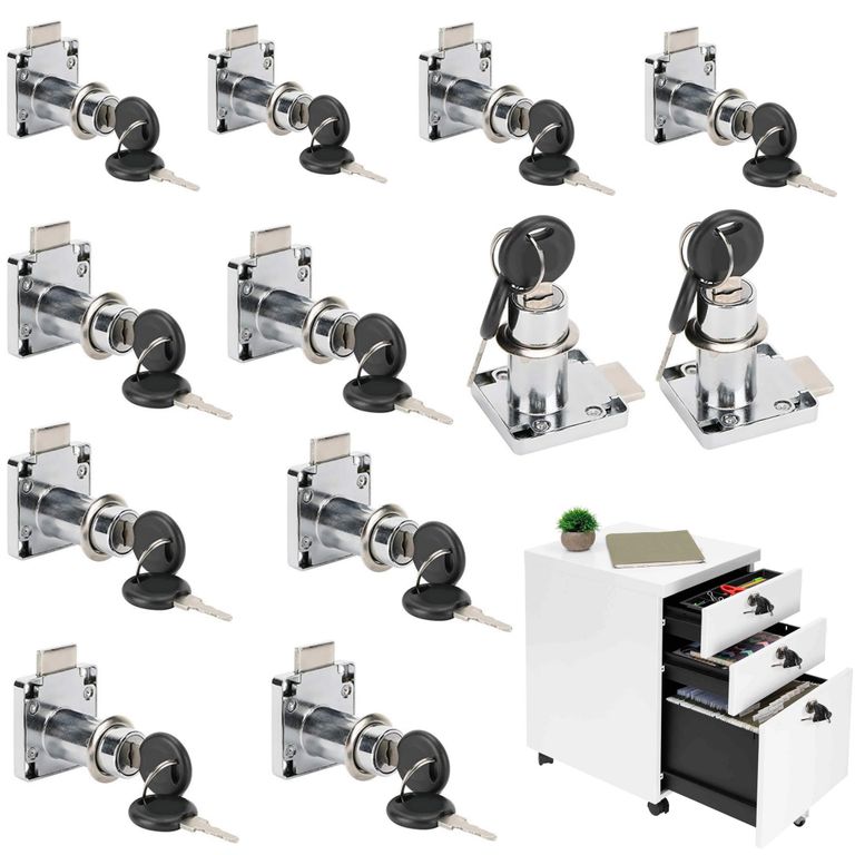 12pcs Cerradura Chapa Para Muebles Cajones Closet Con Llaves Plateado